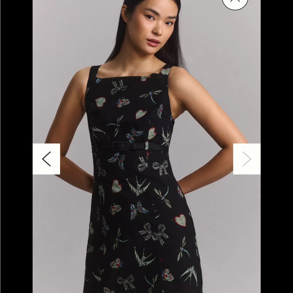 By ANTHROPOLOGIE Sleeveless Boat Neck Print Mini Dress